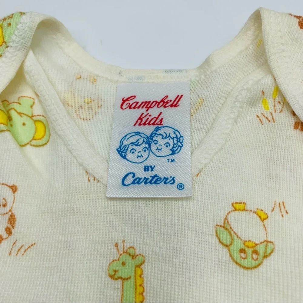 Vintage Campbell Kids Carter's Baby  Onesie, Size Small to 11lbs Zoo Pattern